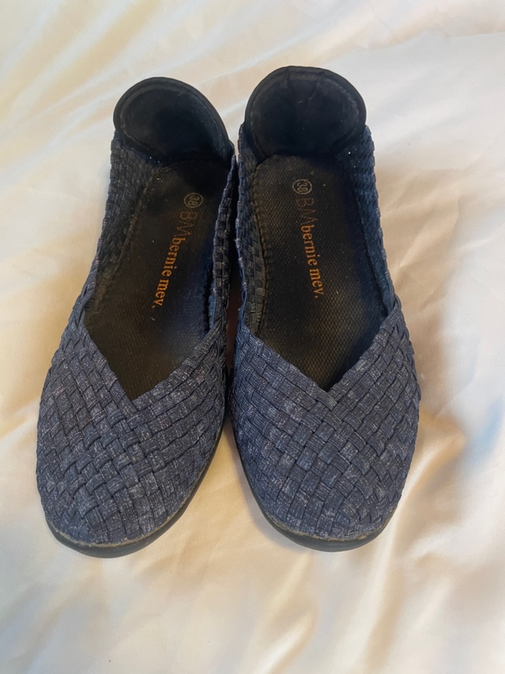 bernie mev. Woven Ballet Flats in Navy Blue